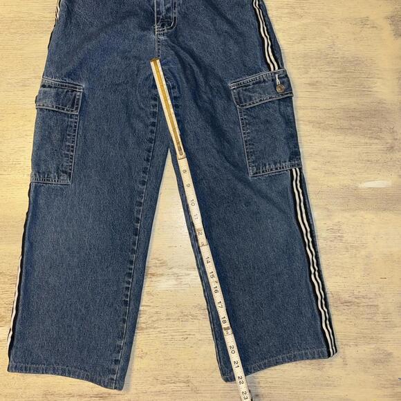 EUC Vintage Y2K Boys Side Stripe Wide Leg Cargo Jeans Size 10 Years - Picture 4 of 7